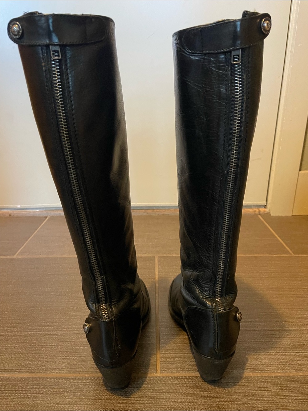Frye Jackie Tall Black Leather Zip Riding Boot, Women’s US 6.5 - Picture 2 of 8
